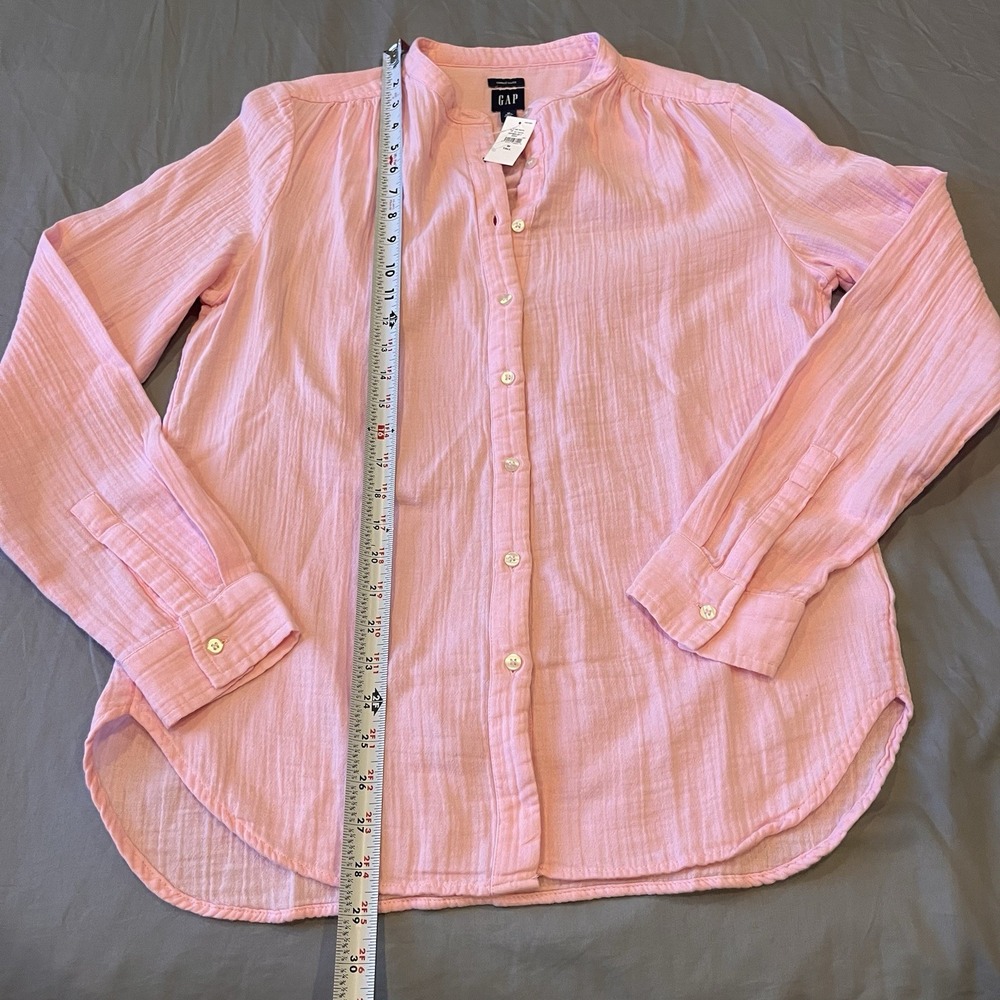 GAP Pink Cotton Crinkle Gauze Button Down Shirt Medium Tall 591950-00-1 - Picture 2 of 9